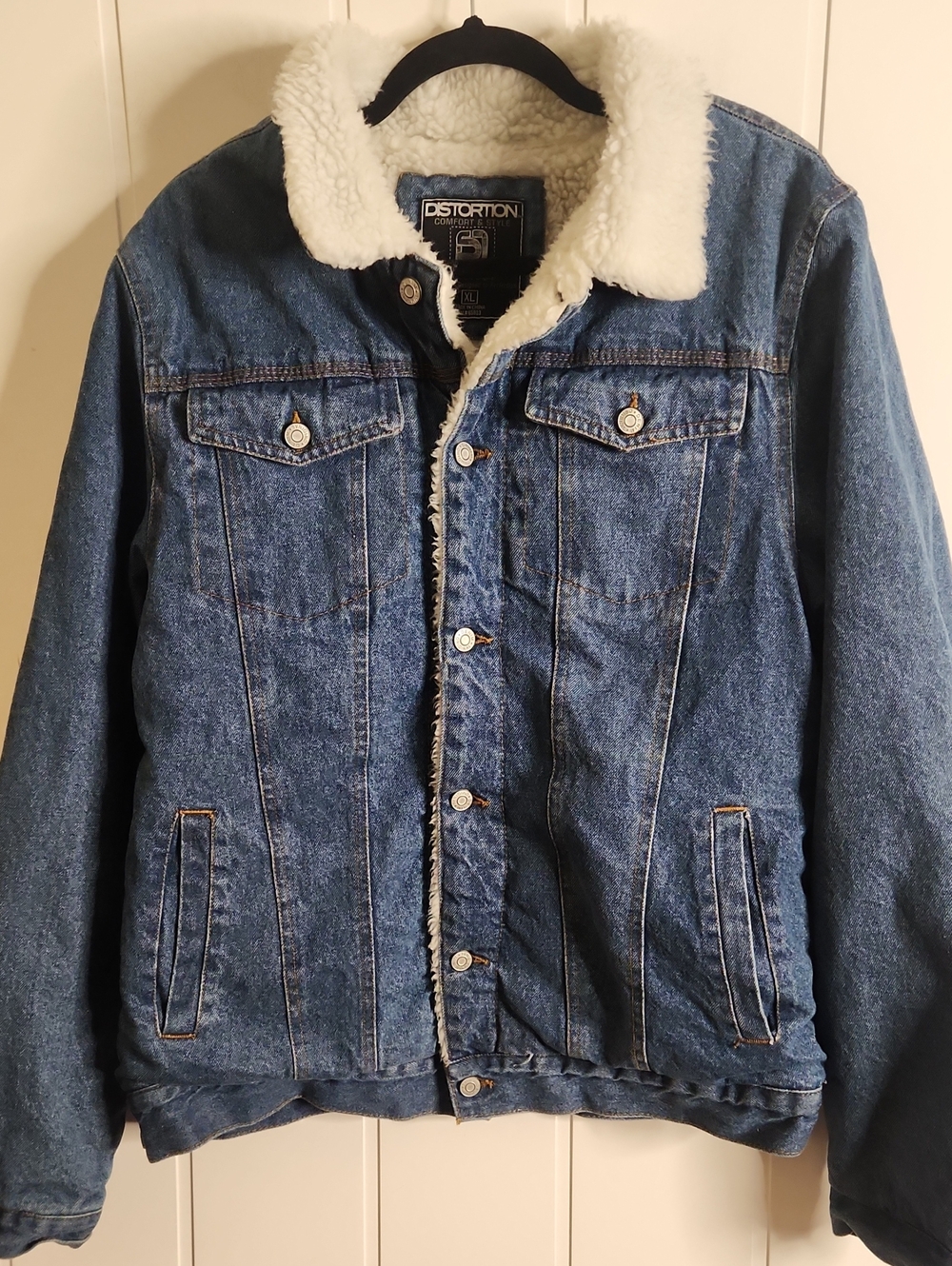 Men's Blue Denim Sherpa Lined Jacket. Workwear Country Winter